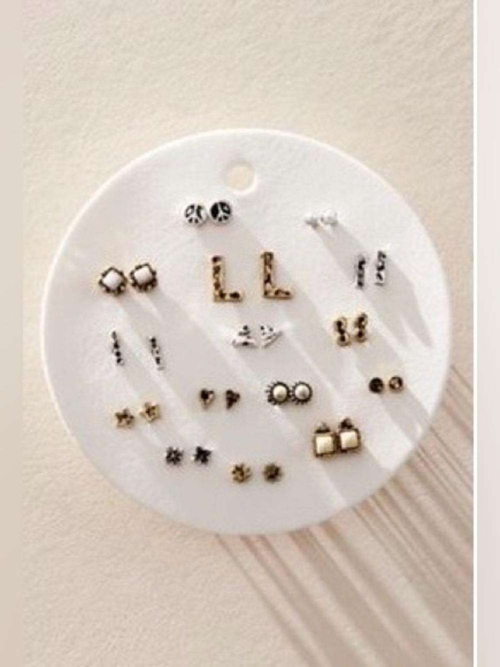 NWT Free People Monogram Stud Earring Set - Mixed Tones